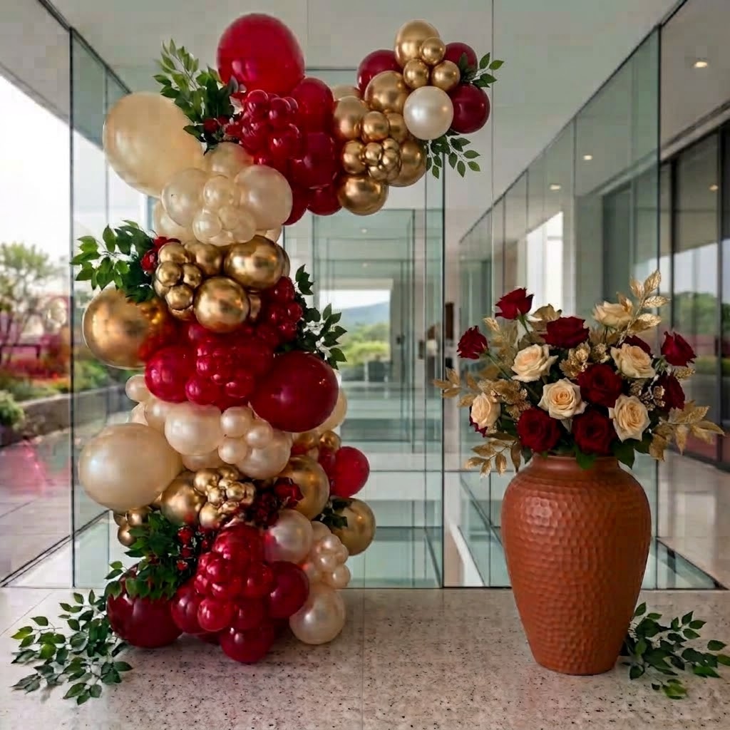 Serviço de Decoração com balões e arranjos.