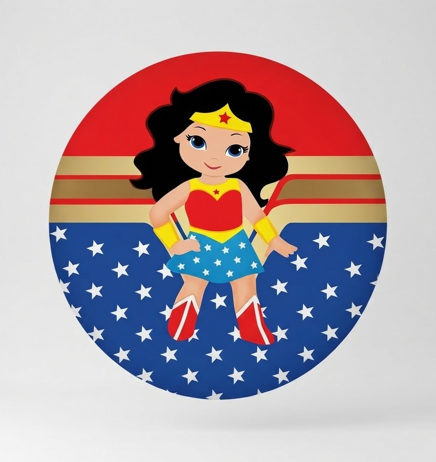Capa Mulher Maravilha para painel redondo